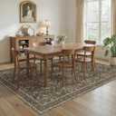 WITSHOCK 9x12 Area Rugs for Living Room: Washable Rugs Vintage Large Carpet for Bedroom Office Dining Room Nursery, Non Slip Stain Resistant Soft Thin Retro Floral Rug, Dark Brown