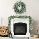 Sggvecsy 6 Pack Artificial Eucalyptus Garland Eucalyptus Leaves Vines Greenery Garland Faux Silver Dollar Eucalyptus Leaves for Table Party Wedding Indoor Outdoor Home Mantle Wall Decor