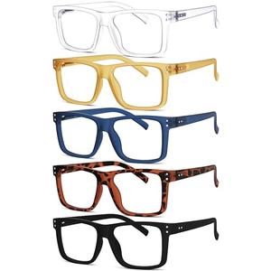 Eyekepper 5-pack Oversized Reading Glasses Square Large Frame Readers for Men and Women +2.00