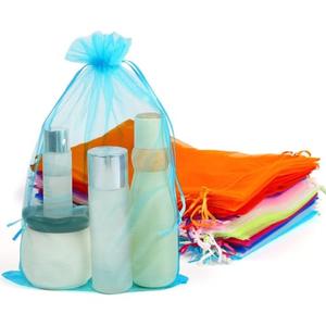 SULOLI 50Pcs Organza Jewelry Bags,8x12 inches Large Organza Bags with Drawstring 10 Colors Mesh Jewelry Bag for Presents