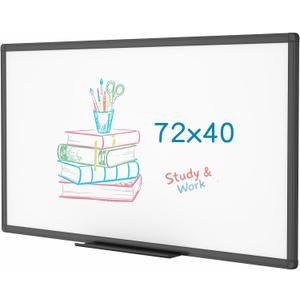 VIZ-PRO Magnetic Dry Erase White Board, 72 X 40 Inches, Black Aluminium Frame