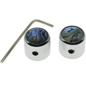 Dopro 2pcs Chrome Tele Telecaster Abalone Top Guitar Dome Knobs Bass Knobs with Set Screw and Wrench