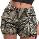 ELLEVEN Women's Y2K Mini Cargo Shorts with Pockets, M