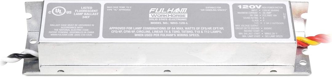 Fulham Lighting WH3-120-L Workhorse 3 Adaptable Electronic Fluorescent Lamp Ballast, 1 Count (Pack of 1), Silver