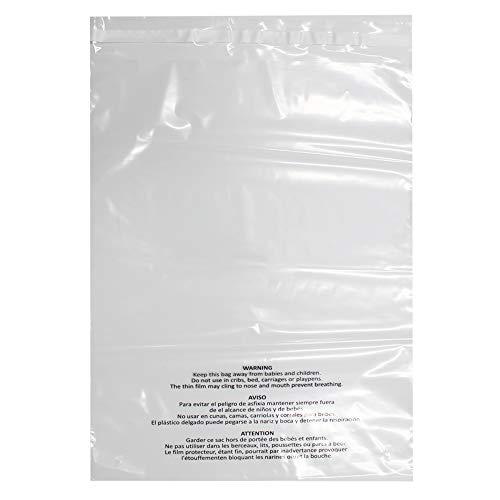 Belinlen 200 Count 12x15 Inch Self Seal Clear Poly Bags with Suffocation Warning for Packaging Clothing, T Shirts, Decorative Wrappers and More with Permanent Adhesive (1.5mil)