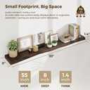 Dreamland 55 Inch Floating Shelves for Wall, Solid Elm Wood Live Edge Wall Shelves for Living Room, Bedroom, Kitchen, Bathroom, Wall Mounted Long Floating Shelf Set of 1, Walnut
