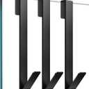 Shower Door Hooks 10 in, Shower Hooks for Towels, Heavy Duty Drilling-Free Extended Towel Hooks for Bathroom Frameless Glass Door, Over the Door Towel Hooks 3 Packs Black