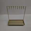 MyGift 14 Inch Brass Metal Jewelry Organizer Stand for Necklaces with 20 Hooks and Ring Tray