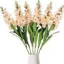 IPOPU 6PCS Snapdragon Artificial Flowers 31.50" Delphinium Fake Flowers Long Stem Antirrhinum Majus Silk Flowers Larkspur Faux Flower for Home Wedding Decorations Floral Arrangement (Light Champagne)