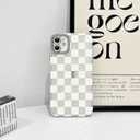 NITITOP Compatible with iPhone 12 Case Cute Checkerboard Checker Plaid Shell Textures for Girls Women Men Soft TPU Slim Hard Back with Lens Protective Phone Cover - White