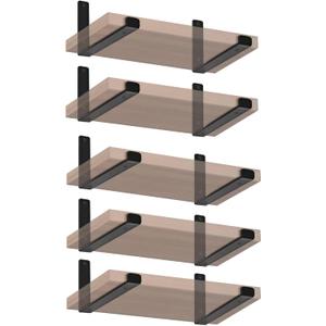 10 Pack - 11.25" L x 6" H x 1.5" W J Lip Shelf Brackets Rustic Farmhouse Iron Wall Floating Shelf Bracket Metal Shelf Bracket Industrial Shelf Supports with Screws Black
