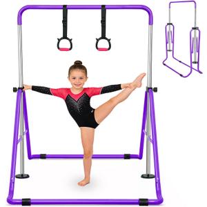 Gymnastics Bar for Kids, Adjustable Height Gymnastic Horizontal Bars, Folding Expandable Gymnastics Equipment Junior Training Kip Bar for Home