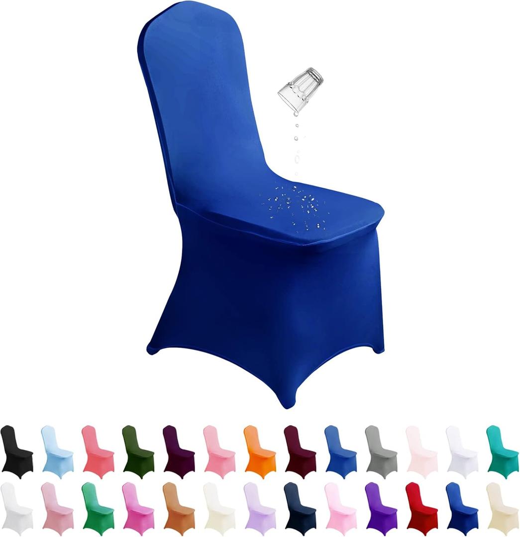2 Pack Chair Covers, Polyester Spandex Chair Cover, Stretch Slipcovers for Wedding Party Dining Banquet Flat-Front Chair Covers (Royal Blue)
