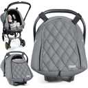 Orzbow Winter Baby Car Seat Cover with Front Zipper Door, Cold Weather Carseat Cover Canopy, Side Breathable, Rain, Snow and Wind Proof, Machine Washable, Light Grey (Light Grey - Diamond Pattern Grid)