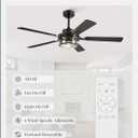 Fanbulous 52 Inch Ceiling Fan with Light and Remote,Downrod Mount Farmhouse Ceiling Fan for Bedroom, Quiet 6-Speed Reversible DC Motor, Rustic Black & Wood Finish Blades