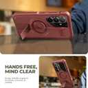 Dexnor for Samsung Galaxy S26 Case with Camera Cover & Adjustable Kickstand & Screen Protector, Compatible with MagSafe, Rugged Shockproof Bumper Cases Magnetic Protective Cover(2026),6.3",Maroon Red