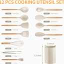Silicone Cooking Utensil Set,12 PCS Cooking Cookware Kitchen Utensils Set for Cooking, Nonstick 446°F Heat-Resistant Cookware Kitchen Tools of Spoon,Brush,Whisk,Spatula,Turner Tongs (Khaki)