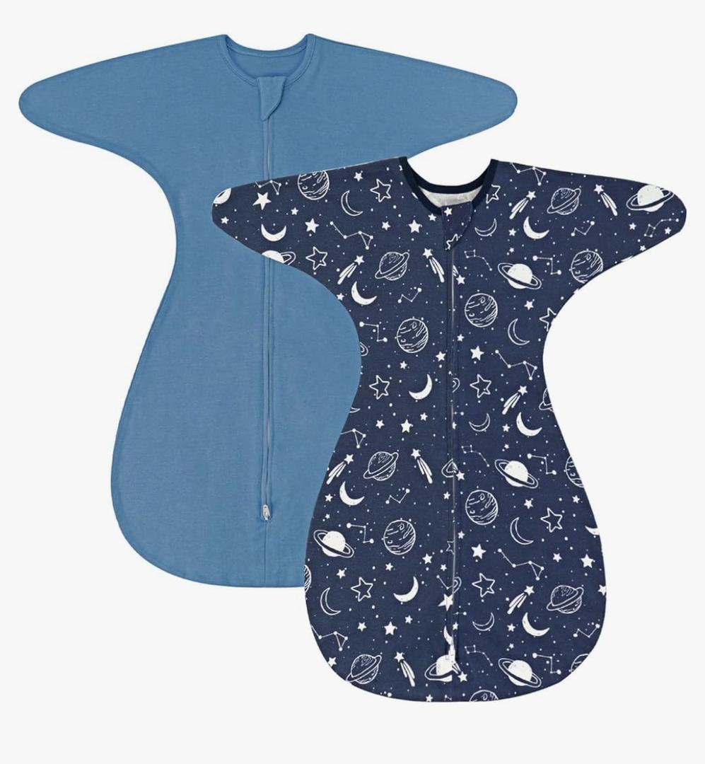 ZIGJOY Baby Transitional Swaddles for Newborns: 0.5 Tog Arms Up Sleep Sack 3-6 Months Soft Cotton Shark Fin 2 Way Zipper