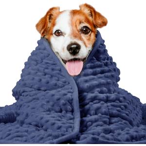 LaSyL Weighted Blanket for Pets | Thunder Blanket for Dogs Anxiety | Premium Soft Minky | Relaxation & Calming & Anti Anxiety | Used in Car, Bed, Couch | Dark Blue, Washable Medium 32" L x 40" W
