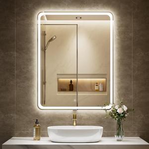 28" x 36" LED Bathroom Mirror with 3D Backlit, 3 Color Temperature Adjustable Brightness Anti-Fog Memory Function ETL Listed IP44 Waterproof Wall Mounted Easy to Install