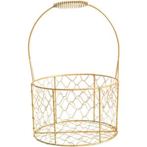 Gold Wire Basket with Handle, Flower Girl Basket and Wedding Card Holder