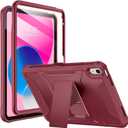 Soke Case for iPad (A16) 11th Generation 11-inch 2025, iPad 10th Generation 10.9-inch 2022, with Built-in Screen Protector and Kickstand, Rugged Full Body Protective Cover - Dark Red
