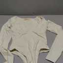 QINSEN Women's Long Sleeve Bodysuit V Neck Body Suits Seamed Cup Going Out Tops Shirt Small