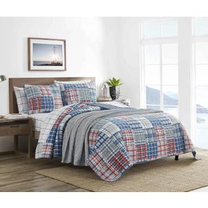 Nautica - Queen Quilt Set, Soft & Breathable Cotton Bedding with Lightweight Feel, Reversible 3 Piece Bed Set with Matching Pillowcases (Raeford Blue)