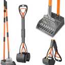 WLQiu 28" Pooper Scooper and 38" Heavy Duty Stainless Steel Rake & Tray Set, 3 in 1 Portable Dog Pooper Scooper Set for Large Medium Small Dogs in Grass, Dirt or Gravel