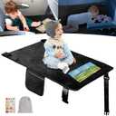 GoCozy Toddler Airplane Bed, Travel Essentials for Kids, Soft Toddler Airplane Travel Essentials with Sticker Book, Black