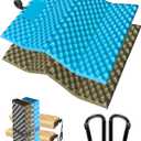 Foam Hiking Seat, Sit Pad, Sit Pads for Backpacking, Seat Cushion with Carabiner Clips, Carry Bag, Waterproof Foam Seat for Camping, Hiking, Outdoor, Blue/Green