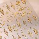 4 x 5D Embossed Snake Nail Art Stickers Gold Snake Nail Stickers Self-Adhesive Summer Nail Decals Moon Star Nail Art for Acrylic Nails Press on Snake Nail Supplies for Women Girls Manicure DIY