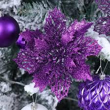 Christmas Glitter Poinsettia Flowers 12pcs