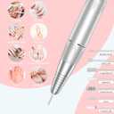 MOCOWIND Portable Nail Drill Professional 35000 RPM, Rechargeable Electric Nail File Machine Cordless E-File for Acrylic Gel Polishing Removing with Bits Kit for Manicure Salon Home, Pink
