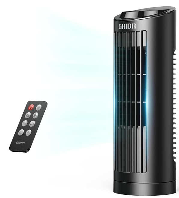 Tower Fan with Remote for Bedroom (2025 New), Quiet Safe Bladeless, Portable Desk Fan with 80° Oscillation, 3 Speeds, 4 Modes, 12H Timer, 13" Table Fan for Home Office kitchen Yoga