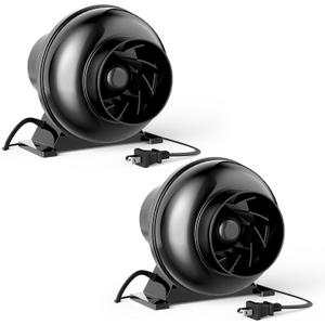 InfiniPower 4 Inch 195 CFM Inline Duct Ventilation Fan, Exhaust HVAC Vent Blower for Hydroponics Grow Tent, Greenhouses, Attic, 2 Pack, Black