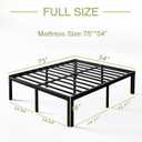 KERAMIK 16 Inch High Full Size Bed Frame No Box Spring Needed, Full Bed Frame Metal with Round Edge, Easy Assembly, Heavy Duty, Black