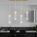 4-Lights Modern Crystal Chandeliers for Kitchen Island Mini Pendants Lighting Fixture LED Ceiling Light for Dining Room Living Room 6000K (Gold)