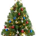 Joiedomi 24 Inch/2FT Pre Lit Tabletop Mini Christmas Tree Decorations with Warm LED Lights, Gift Box and Christmas with Ball Hanging Ornaments for Indoor Xmas Holiday Season Best DIY Decorations