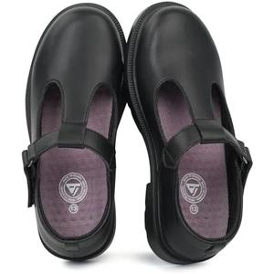 JABASIC Girls Lightweight Non-Marking T-Strap School Uniform Shoes Mary Jane Flats,6 Big Kid, Black