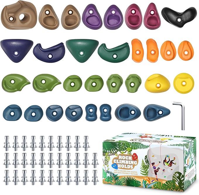 32Pcs Rock Wall Climbing Holds for Kids, Climbing Grips for Indoor/Outdoor