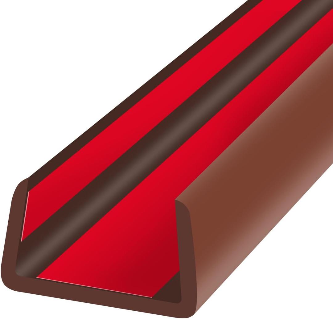 Rubber Edge Trim, Flexible Self Adhesive U Shaped Edge Banding, 1"(25.4mm) U Channel Furniture(Cabinet, Drawer, Desk, Table, Counter Top) Edge Protector, Edge Guards for Woods, 20Ft, Brown (Fit 1" - L20')