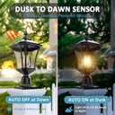 Lovus Solar Post Lights with Pier Mount Base, 19'' H Aluminum Solar Lamp Post Light, 2700K/4000K/6000K Dusk to Dawn Pole Lights Outdoor for Pathway Pillar Yard Patio, Remote Control, Black-2PACK, 3CCT2PackRemote