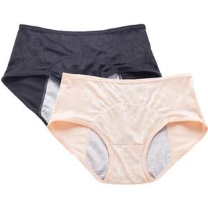 Women Menstrual Period Briefs Jacquard Easy Clean Panties US Size S/ 5 Black Nude