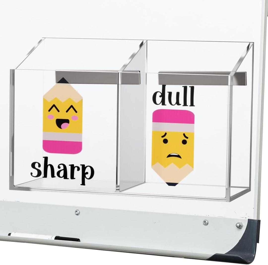 Acrylic Magnetic Pencil Holder Classroom Dry Erase Marker Holder, Three