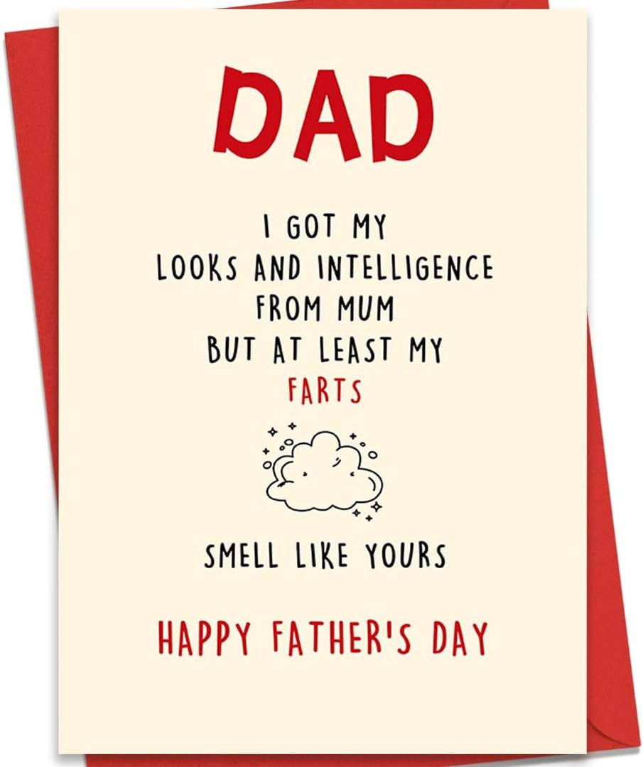 4 Funny Fathers Day Gift Card from Daughter or Son, Humorous Father's Day Card Gift for Dad, Fathers Day Decorations for Dad from Daughter Son Kids