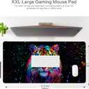 Lokigo Cool Tiger Desk Pad, Large Gaming Mouse Pad 31.5"x15.7", Waterproof Big Mouse Pad for Desk Rubber Base Desk Matt with Stitched Edges Keyboard Mousepad for Laptop, Game, Work, Study