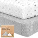 2-Pack Mini Crib Sheets Fitted - 38x26 Pack N Play Sheets for Pack and Play Mattress, Organic Cotton, Soft & Breathable Playard Bedding, Neutral Mini Toddler Bed Cover for Boys, Girls (Nordic)