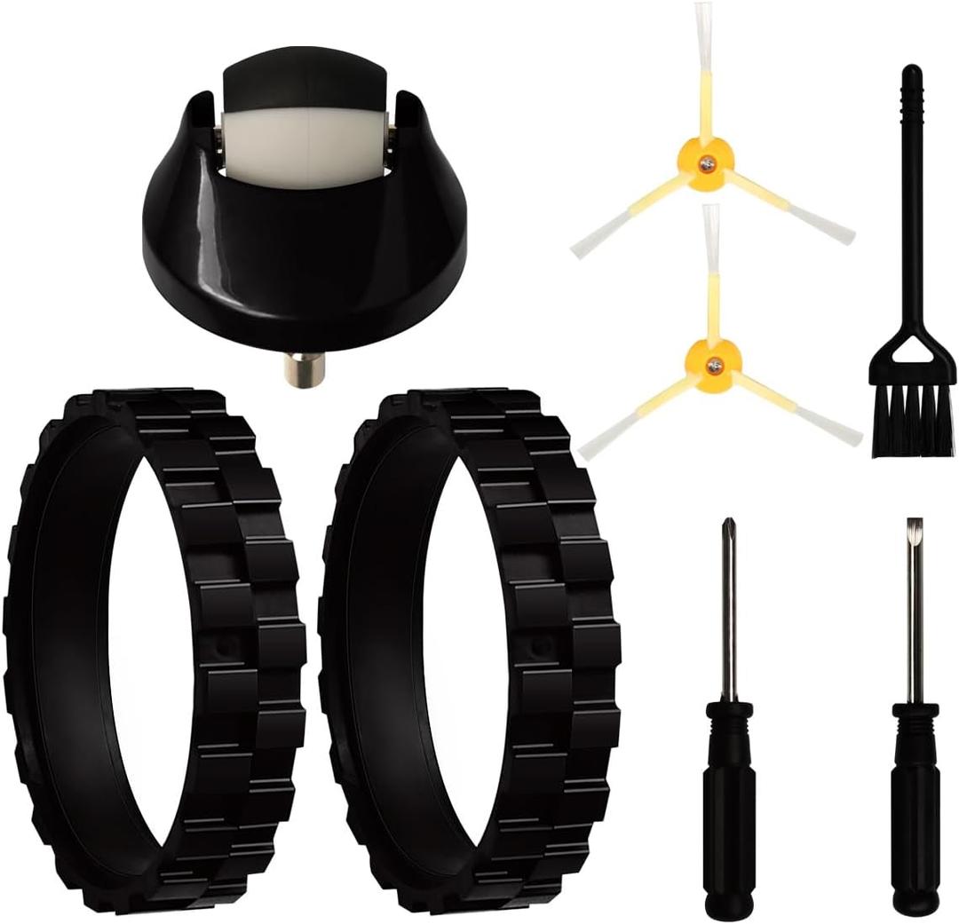 Tires for IROBOT ROOMBA Front Wheel Caster Replacement Parts Kit for ROOMBA 614 650 665 671 692 694 761 770 780 790 805 850 860 861 866 877 880 890 891 895 960 980 981 985 Side Brush with Tools (Tires + 3 Pcs)