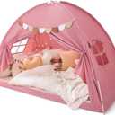 Bed Tent Twin, Bed Canopy for Kids Girls, Tents Toddler Portable Sleeping Tents Indoor, Pink Bunk Canopy Floor Playhouse for Twin Size Bed for Birthday Toy House Gift